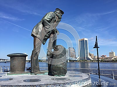 Lone Sailor Statue, Jacksonville, FL. Editorial Stock Photo