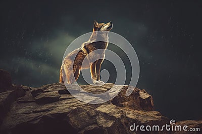 Lone Wolf Solitary Canid Stock Photo