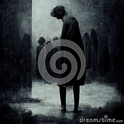 loneliness as a problem in today& x27;s society GENERATIVE AI, GENERATIVE, AI Cartoon Illustration