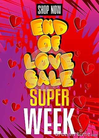 Loneliness at Valentine`s Day themed sale poster template. Vector Illustration