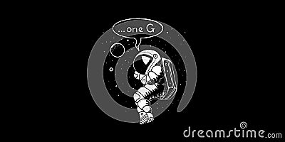 Lonely astronaut in the space vector illustration. Space man in spacesuit and helmet Vector Illustration