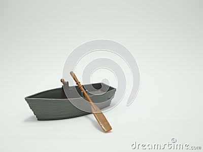 Lonely boat with no people on board. Loneliness. Drifting boat. Lost boat. Graphic resource. Concept. Stock Photo