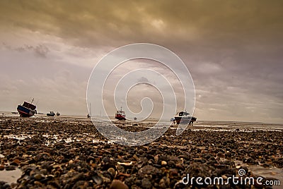 The lonely boats on the sea Stock Photo