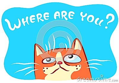 Lonely cat vector illustration. Vector Illustration