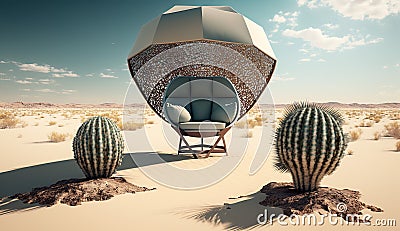 the lonely chair in the desert, have a seat and enjoy the view Cartoon Illustration