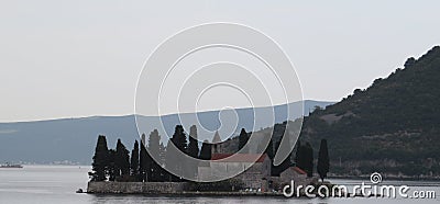 A lonely church in Kotor Bay Stock Photo