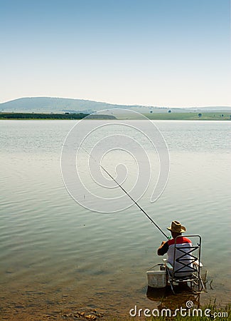 Lonely fisherman Stock Photo