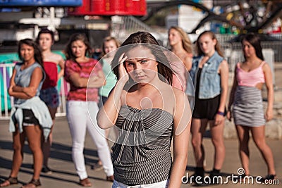 Lonely Girl Left Out Stock Photo