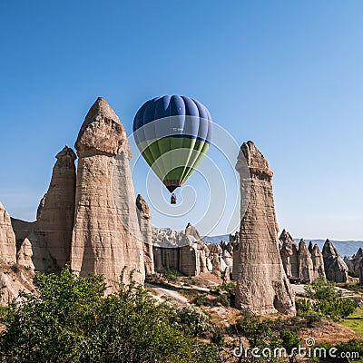 Hot Air Balloon above the Love Valley in Cappadocia, Turkey Editorial Stock Photo