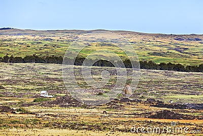 Lonely house in empty landscape Stock Photo