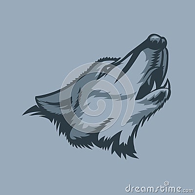 Lonely howling wolf tattoo style Vector Illustration