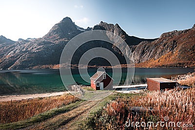 Lonely isolated house, perfect for beeing alone. Remote cottage with beautiful surroundings and landscape. Stock Photo