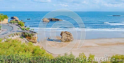 Lonely La Grande Plage beach, Biarritz, banner format Stock Photo