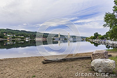 Lonely Lift Bridge Stock Photo