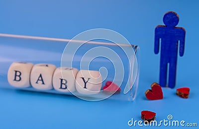 Lonely Man Laboratory Test Tube Child Inscription Artificial Insemination Concept Stock Photo
