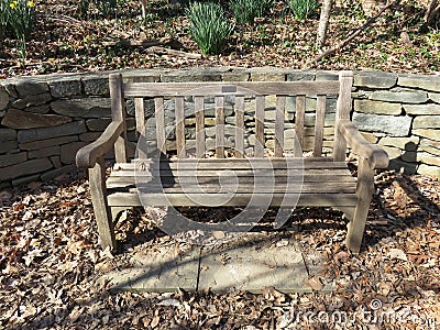 Lonely Park Bench in Winter Stock Photo