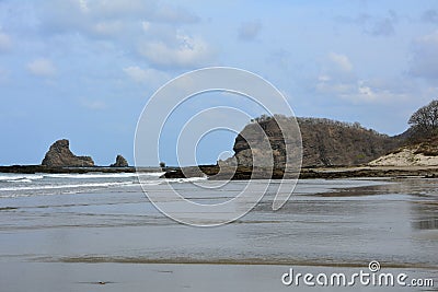 Pasific ocean beach blue sky and clouds in Nicarag Stock Photo