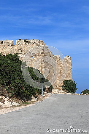 Lonely road near the Kritinia Castle Stock Photo