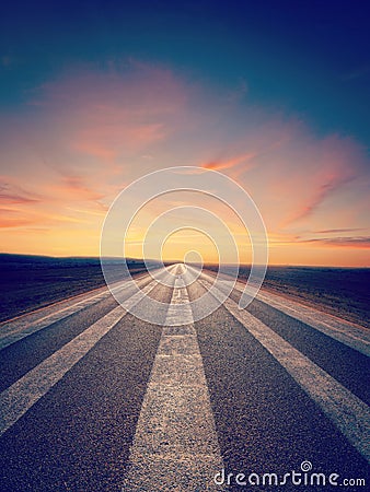 Lonely Road wth Instagram Effect Stock Photo