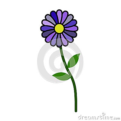 Lonely standing flower without stroke isolated on white background. New, 2019 Stock Photo
