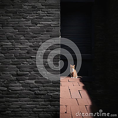 Lonely Stray Cat In City Alley Stock Photo