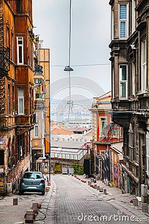 Lonely street of Istanbul in the evening Stock Photo