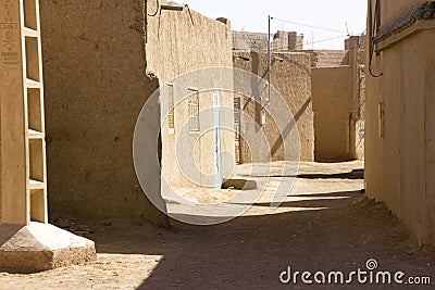 Lonely Street In Merzouga Village Stock Photo