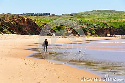 Lonely surfer - Phillip Island Editorial Stock Photo