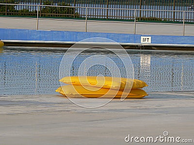 Lonely Swim Rafts Stock Photo