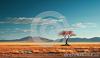 A lonely tree in the Etosha National Park of Namibia Stock Photo