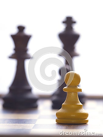 Lonely white pawn Stock Photo