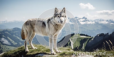 A lonely wolf in the Alps Stock Photo