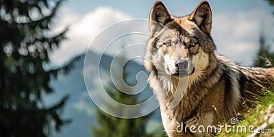 A lonely wolf in the Alps Stock Photo