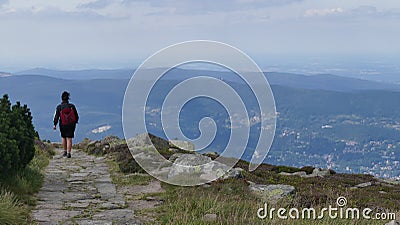 A lonely woman walking along. Poland Editorial Stock Photo