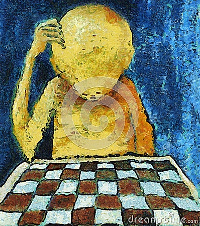 Lonesome chess player Stock Photo