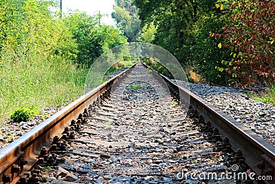 Long abandoned transport railroad without any train Stock Photo