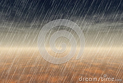 Long-awaited night rain in the desert Cartoon Illustration