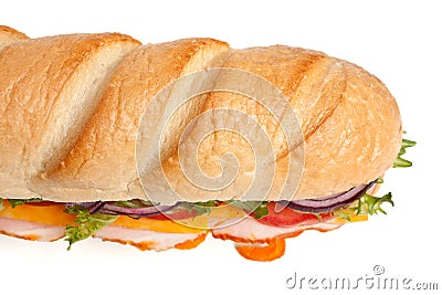 Long baguette sandwich Stock Photo