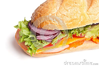 Long baguette sandwich Stock Photo