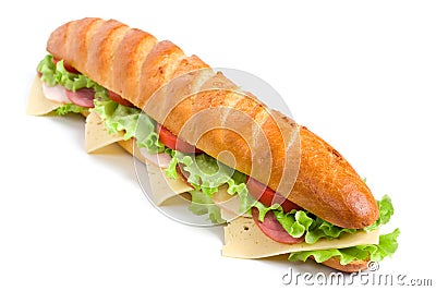 Long baguette sandwich Stock Photo