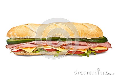 Long Baguette Sandwich Stock Photo