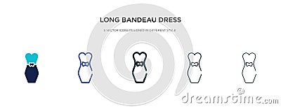 Long bandeau dress icon in different style vector illustration. two colored and black long bandeau dress vector icons designed in Vector Illustration