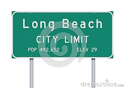 Long Beach City Limit road sign Cartoon Illustration