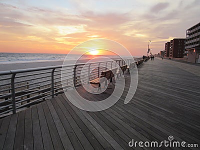 Boardwalk on Long Beach, Long Island, New York Stock Photo