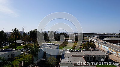 Long Beach Los Angeles - highway and port view from the appartment balcony Stock Photo