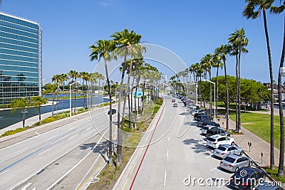 Long Beach Shoreline Drive in downtown, California Editorial Stock Photo