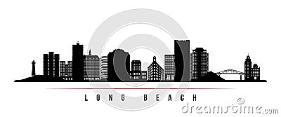 Long Beach skyline horizontal banner. Vector Illustration