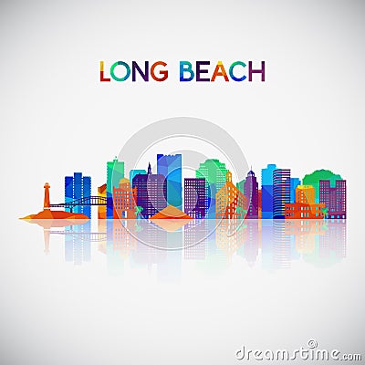 Long Beach skyline silhouette in colorful geometric style. Vector Illustration