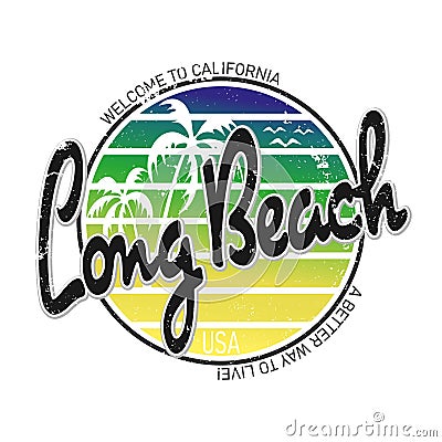 LONG BEACH Surfer typography, t-shirt graphics, california vectors Vector Illustration