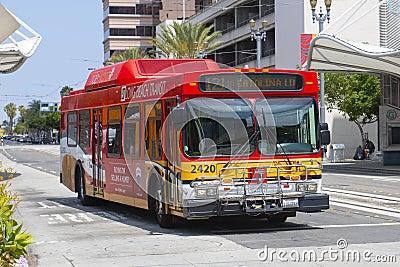 Long Beach Transit bus in Long Beach, California Editorial Stock Photo